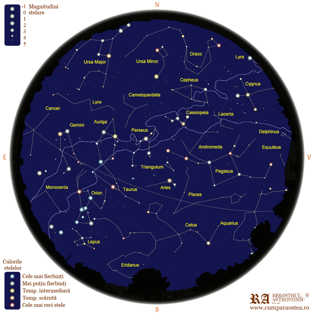 Harta Cerului în Ianuarie