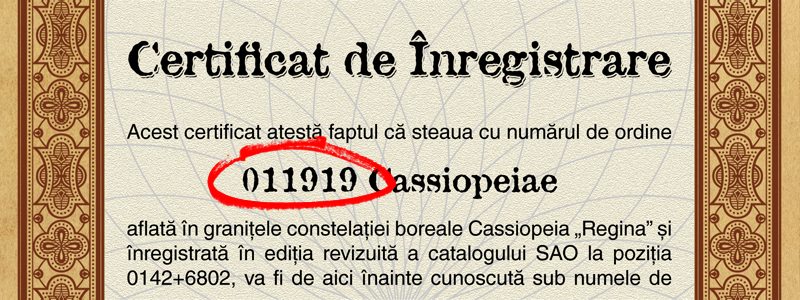 Numărul SAO pe Certificatul de Înregistrare